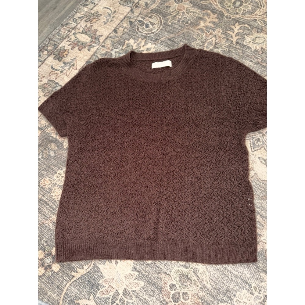 Abercrombie & Fitch Merino Wool Blend Brown Short Sleeve Sweater Top